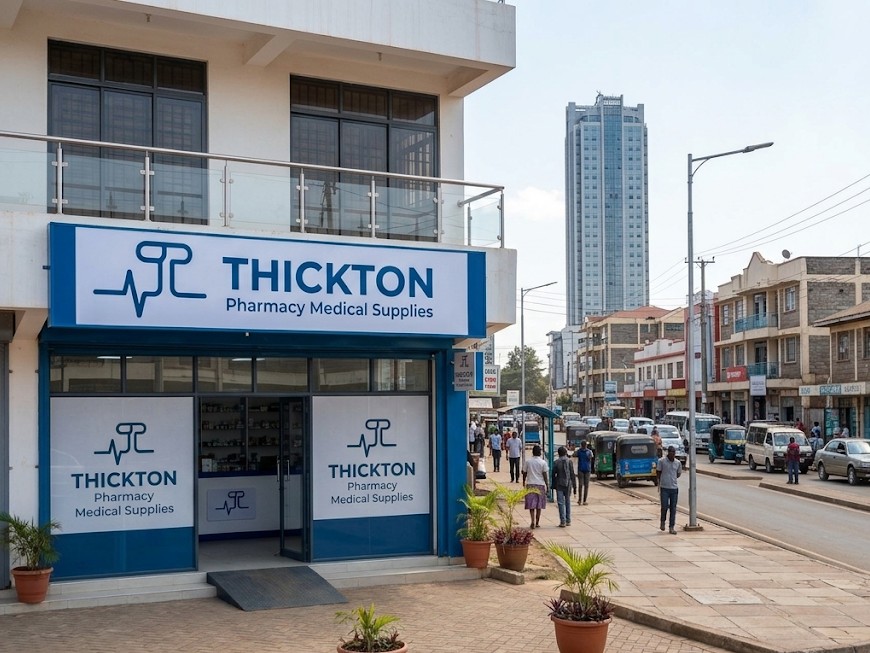 Thickton Pharmacy storefront in Murang'a